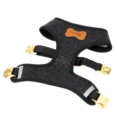 Preziosi Pet - Arnés de Paseo para Perro Transpirable, Talla XS, Tejido Negro Brillante, Apto para Cualquier estación, para Animales Adultos y Cachorros