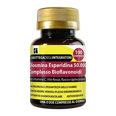 Diosmina Esperidina Complesso Bioflavonoidi 100 Compresse con Vitamina C, Vite Opc, Rusco, Ippocastano | Senza Glutine e Lattosio | Integratore per la Circolazione Emorroidi Gambe Microcircolo