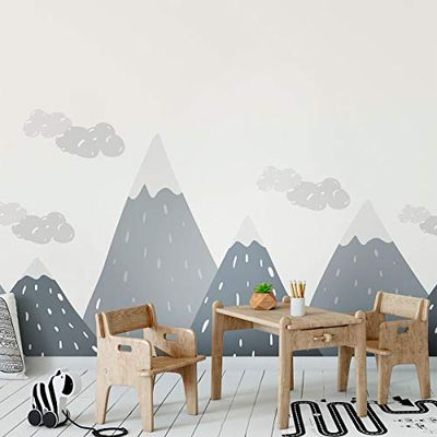 Adhesivo decorativo para pared, diseño de montañas escandinavas para habitación de bebé, 65 x 190 cm