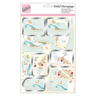 Anita's A4 Dogs At The Seaside, Foiled Decoupage Sheet, Accessories Supplies For Craft, Paper Craft, Scrapbooking, Card Making, Origami, Ideal for Adult Craft, Adds Textured Pattern To Craft Projects