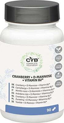 CYB | Canneberge et D Mannose 2000mg - Vitamine B2-90 Gélules - Proanthocyanidine - Extrait de Canneberge - Vitamines - Complement Alimentaire Végétalien pour Tous les Jours