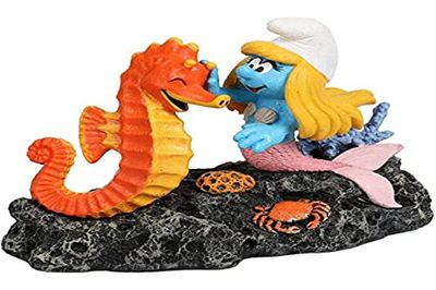 Aquadella, Figurine Les Schtroumpfs sous L`Eau Hippocampe, Hautement détaillée et fabriquée en résine de Polyester, Non-Toxique et pH Neutre, pour Les Aquariums d'eau Douce et d'eau de mer