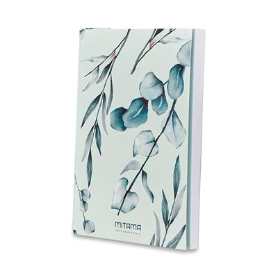 Mitama Agenda Settimanale Grafica Foglie, Planning Mensile, 18 mesi da Settembre 2024 a Febbraio 2026-158 pagine + 50 pagine contenuti extra - 15 x 21 cm - Copertina Flessibile