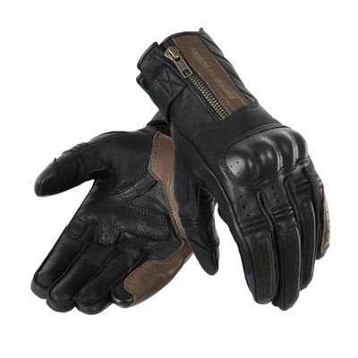 REBELHORN Hunter RH-GLV-Hunter_35_DM Lady Leather Motorcycle Gloves for Women Hard Cover Wrist Perforation of Finger Areas Anatomical Design Touchscreen Friendly Pads