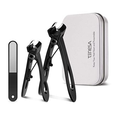 Coupe-ongles - Grande ouverture pour ongles épais - Coupe-ongles tranchant - Grand avec lime - Coupe-ongles de qualité supérieure - Petit - En acier inoxydable - Avec étui