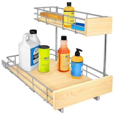Lynk Professional® SELECT™ Slide Out Under Sink Cabinet Organizer 11.5" W x 18" D Slide Out Drawers for Kitchen Cabinets - Sliding Pantry Shelves - Roll Out Shelf for Pots, Pans