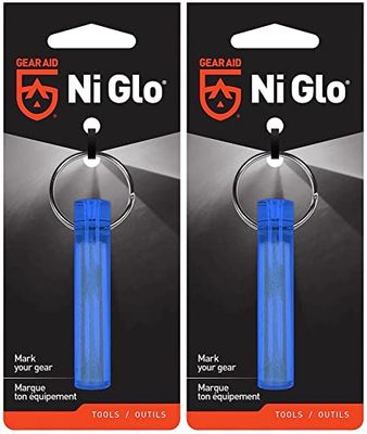 Gear Aid Ni Glo, portachiavi luminoso da 5,1 cm per campeggio, pesca subacquea e pesca notturna, blu, 2 pezzi