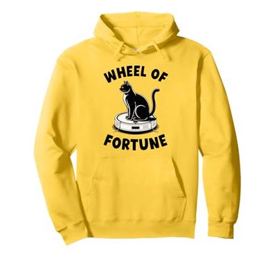 Wheel Of Fortune Cat On Robot Vacuum Cleaner Cat Pullover Hoodie