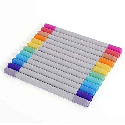 Zink Coloridos marcadores de punta doble/doble con cincel fino, paquete de 12