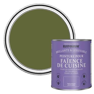 Rust-Oleum Peinture Verte Résistante à l'eau pour Faïence de Cuisine, Finition Brillante - Jasper 750ml