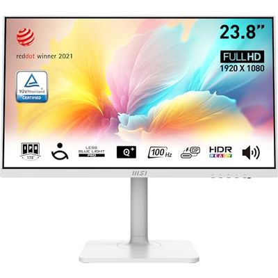 MSI Modern MD2412PW Monitor 23,8” IPS FHD (1920x1080), 100Hz, 1ms (4ms GTG), altoparlanti integrati, HDR Ready, Type-C (15W) e HDMI, PIVOT e VESA - Bianco