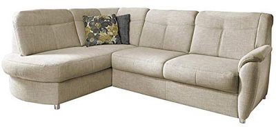 CAVADORE Sunuma - Sofá Cama con otomanos a la Izquierda, Moderno sofá esquinero con función de Dormir y cajón, 246 x 91 x 176 cm, Color Beige