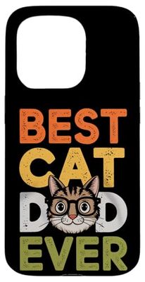 Best Cat Dad Ever: Retro Cool Cat Graphic Custodia per iPhone 15 Pro