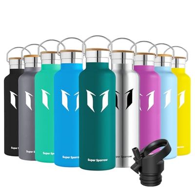 Super Sparrow Drinkfles - 750ml - RVS Waterfles met Herbruikbaar Rietje (2 Doppen), Lekvrij en Vacuüm-Geïsoleerd, BPA-vrij – Ideaal voor Sport & Outdoor