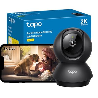 Tapo C211 2K 3MP Pan/Tilt Indoor Camera House Security Camera, WiFi Camera, No Monthly Fee, AI Detection, Dog Camera, Baby Camera Monitor, CCTV, 360° View, Night Vision, Works with Alexa & Google