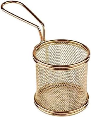 Cestino per friggere in acciaio inox, cestino per snack, acciaio inox, aspetto dorato Ø 8 cm, H: 7,5 cm, manico 9,5 cm