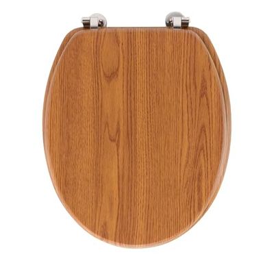 Douceur d'Intérieur strata - Tapa de váter con bisagras de Metal (37,5 x 46 cm) Roble, MDF con Efecto Madera