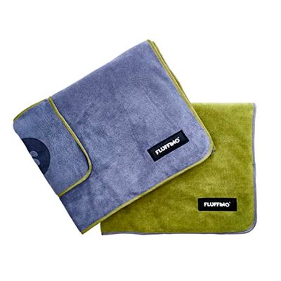FLUFFINO® Set de 2 Serviettes pour Chiens Taille M/L - 120x70cm, extrêmement absorbantes et Douces | Lavable à 60°C, Serviette en Microfibre à séchage Rapide pour Chiens de Taille Moyenne & Grande