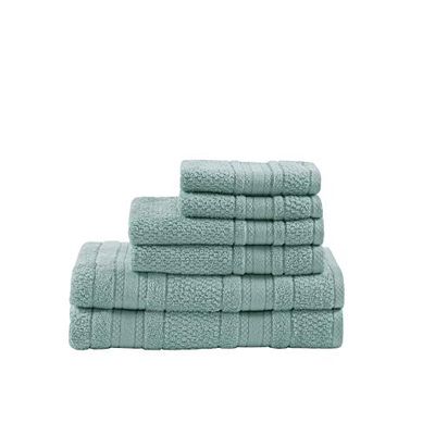 Madison Park Essentials Adrien Lot de 6 Serviettes de Bain 100% Coton Doux, très absorbantes, zéro Torsion, séchage Rapide, Comprend 2 Serviettes pour la Douche, 2 Gants de Toilette pour Les Mains et