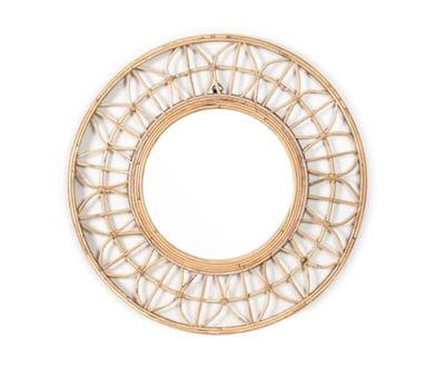 ESPEJO DE RATÁN Y MDF Ø70X2 CM