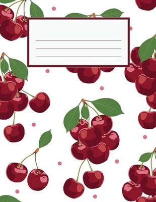 Red Composition Notebook Journal Cherries: 120 College Ruled Pages, XLarge 8.5 x 11 inches