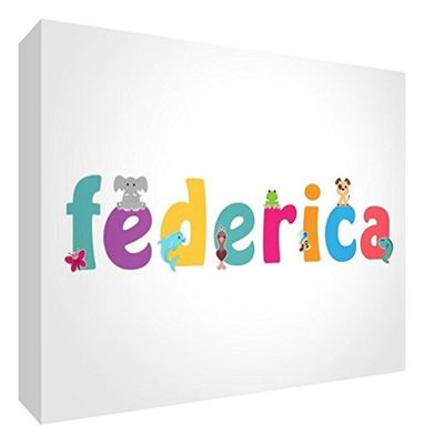 Little Helper LHV-FEDERICA-A5BLK-15IT Panneau décoratif pour bébé/baptême idée Cadeau, Design Personnalisable avec nom de Fille Federica, Multicolore, 14,8 x 21 x 2 cm