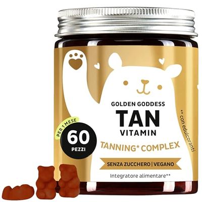 Bears with Benefits, Complesso abbronzante - Pastiglia gommosa Antiossidante per una carnagione baciata dal sole e una luminosità naturale con vitamina C, E, betacarotene, calcio e rame