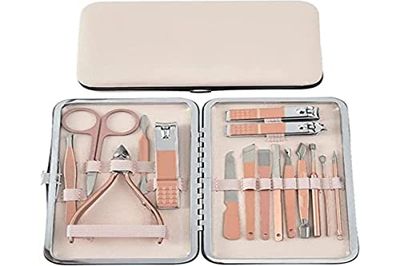 Profesional Cortaúñas Acero Inoxidable Grooming Kit Manicura y Pedicura Limpiador Cutícula Tijeras de uñas, Profesionales Manicura Kit, para Manicura y Pedicura, Limpieza de cutículas (18 pcs)