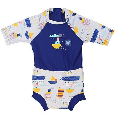 Splash About Unisex Baby Happy Sunsuit och småbarn simma, boats, 3-9 månader UK