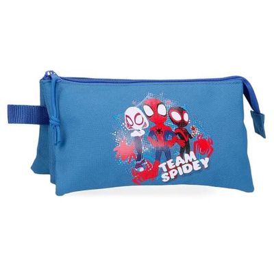 Joumma Marvel Team Spidey Triple Pencil case Blue 22x12x5cm Polyester 1.32L, Blue, One Size, Triple Case
