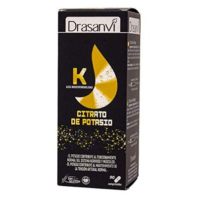 DRASANVI MINERAL CITRATO DE POTASIO - Contribuye al mantenimiento de la tensión - VEGANO - SIN GLUTEN - 90 comprimidos