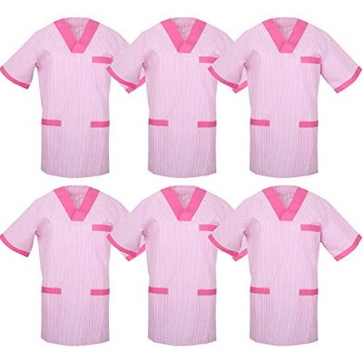 MISEMIYA - 6-817 pak*6 stuks - medische uniformen unisex top verpleegkundige ziekenhuis beroepskleding, Sanitary Ware Shirt T817-9 Fuchsia, XXL