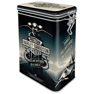 Nostalgic-Art Caixa de café retro Harley-Davidson – Different – Ideia de presente para amantes de motociclos, lata com tampa aromática, design vintage, 1,3 l