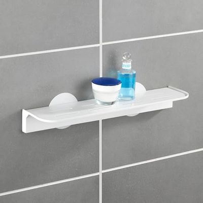 Avilia Mensola a Muro da Bagno - Mensola con Fissaggio senza Fori, in Plastica, Bianco