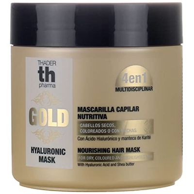 Thader Th Pharma Hyaluronic Gold Mascarilla Capilar Nutritiva 4 en 1 ideal para Cabellos Secos, Teñidos o con Mechas, 400 ml