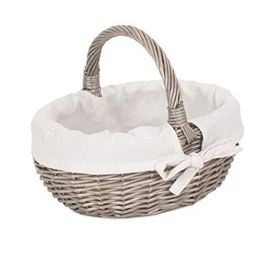 Red Hamper Wicker Shopping Basket, Brown, Small