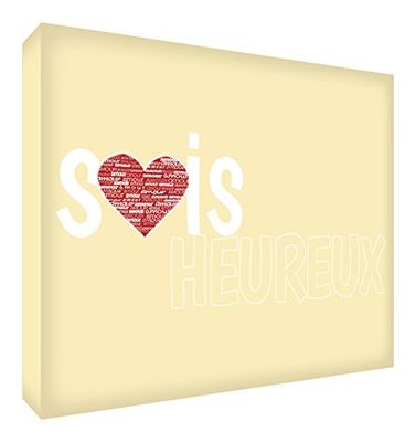 Feel Good Art Sois Heureux - Bloque decorativo (acrílico) crema Talla:10.5 x 14.8 cm