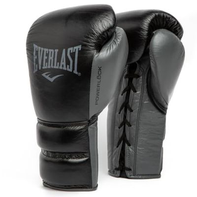 Everlast Unisex - Volwassen Bokshandschoenen Powerlock 2 Pro Lace Trainingshandschoen, Zwart, 12oz