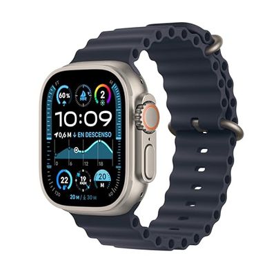 Apple Watch Ultra 2 GPS + Cellular Smartwatch, Reloj Deportivo con Caja de Titanio Natural Resistente de 49 mm y Correa Ocean Azul Marino. Monitor de entreno y Pantalla Retina Brillante