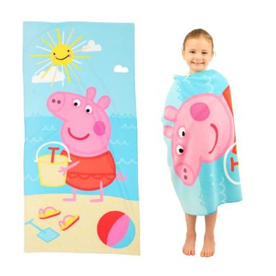 Franco Peppa Pig Kids Super Soft Lightweight 100% Recycled Bath/Pool/Beach Towel Made from Recycled Plastic Bottles, 58 in x 28 in, (100% Official Licensed Peppa Pig Product), Large