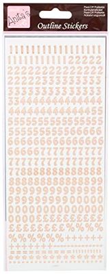 Anitas Outline Stickers, Small Numbers, Rose Gold on White, For Scrapbooking, Card Making, Kids Play, Homework, Art, Craft, Embelish, Decorative, Paper, Card, Glass, Metal, Plastic, Foam