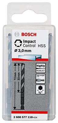 Bosch Accessories 1x Forets Hélicoïdaux Impact Control HSS (pour métal, 3 x 33 x 72 mm, Accessoires pour perceuse à percussion)