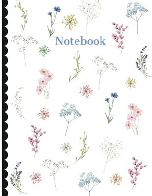 Notebook: Lined Paper, Floral Journal - 8.5 x 11 inches - 110 pages
