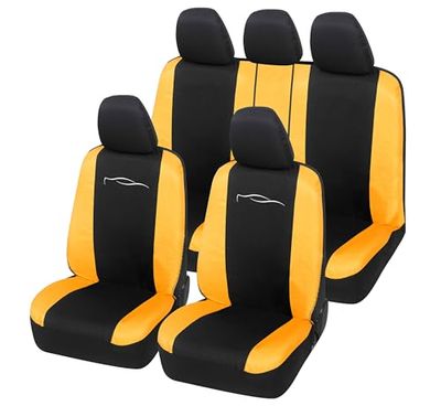Auto Accessori Lupex Housse de siège Auto Universelle modèle Racing, Housse de siège Avant et arrière, en Polycoton (Noir - Jaune)