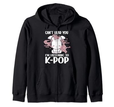 No puedo escucharte, estoy escuchando mercancía de K-pop de K-pop de Kpop Rabbit Sudadera con Capucha