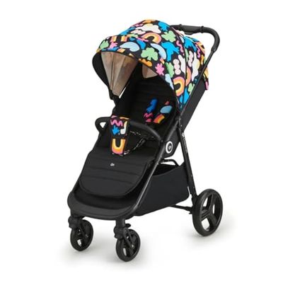 Kinderkraft GRANDE PLUS Kinderkraft buggy van geboorte tot 22 kg, inklapbaar met één hand, ligpositie, grote kap met venster, alle 4 wielen gedempt, ruime zitting, Happy Shapes