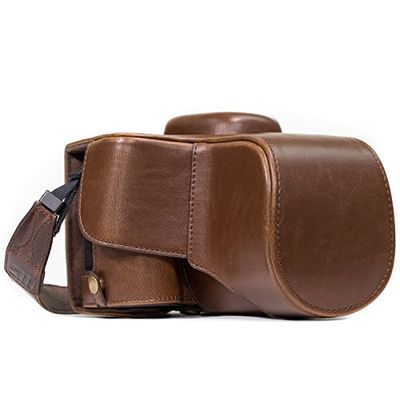 Megagear Mg857 Nikon D3400 (18-55) Ever Ready Custodia In Finta Pelle Per Fotocamera Con Tracolla Marrone Scuro
