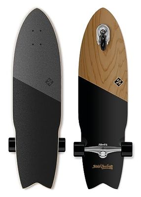 Street Surfing Shark Attack 36 tum Tältfrijd Longboard Koa svart, 11–02–001-2, flerfärgad, standard