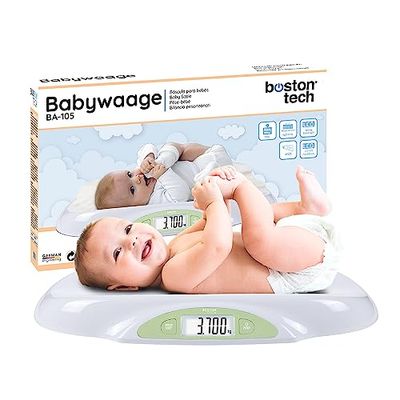 Báscula para Bebés y Mascotas. Balanza digital con pantalla LCD Retro iluminada. Para bebés recién nacidos. Función ZERO y TARA precisión de 5 gramos Pilas Incluidas Capacidad 25 Kg Modelo BA 105