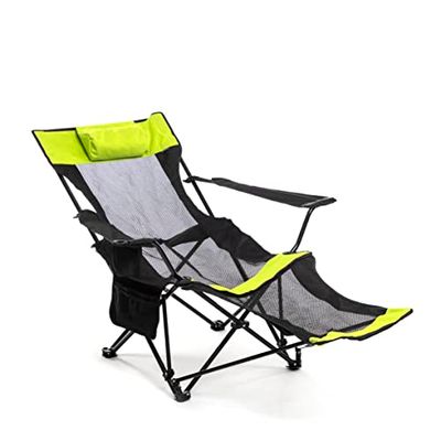 InnovaGoods - 3-in-1 Multifunctionele Opvouwbare Campingligstoel, Lichtgewicht en Draagbaar, Robuust Ontwerp, Inclusief Bekerhouder en Draagtas, Geschikt voor Buiten, Zwart, Groen